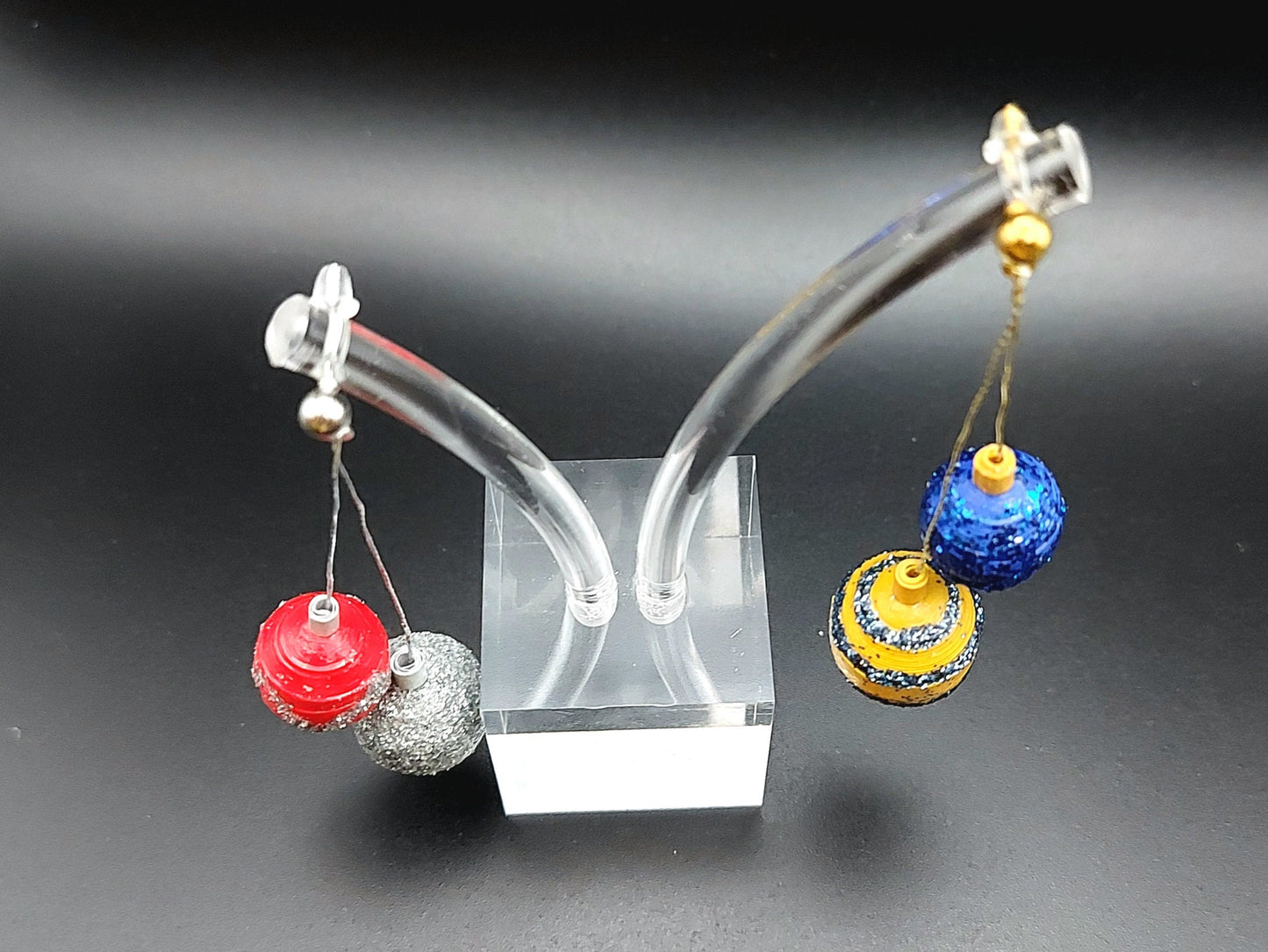 Christmas Tree Balls- Paper Quilling Earrings- Quilling Jewelry- Handmade Earrings- Silver Plated Earring Hooks- Unique Gift